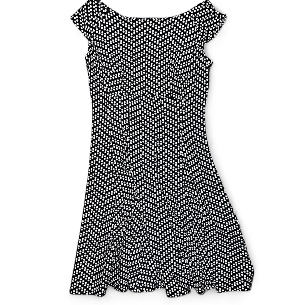 NWT Danny & Nicole Cap Sleeve Black and White Polka Dots Print Dress Size 6P NWT
